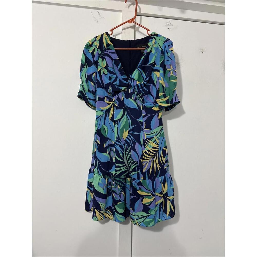 Donna Morgan Sz 2Tier Ruffledress Plunging VNeck Floral Mini‎ Dress